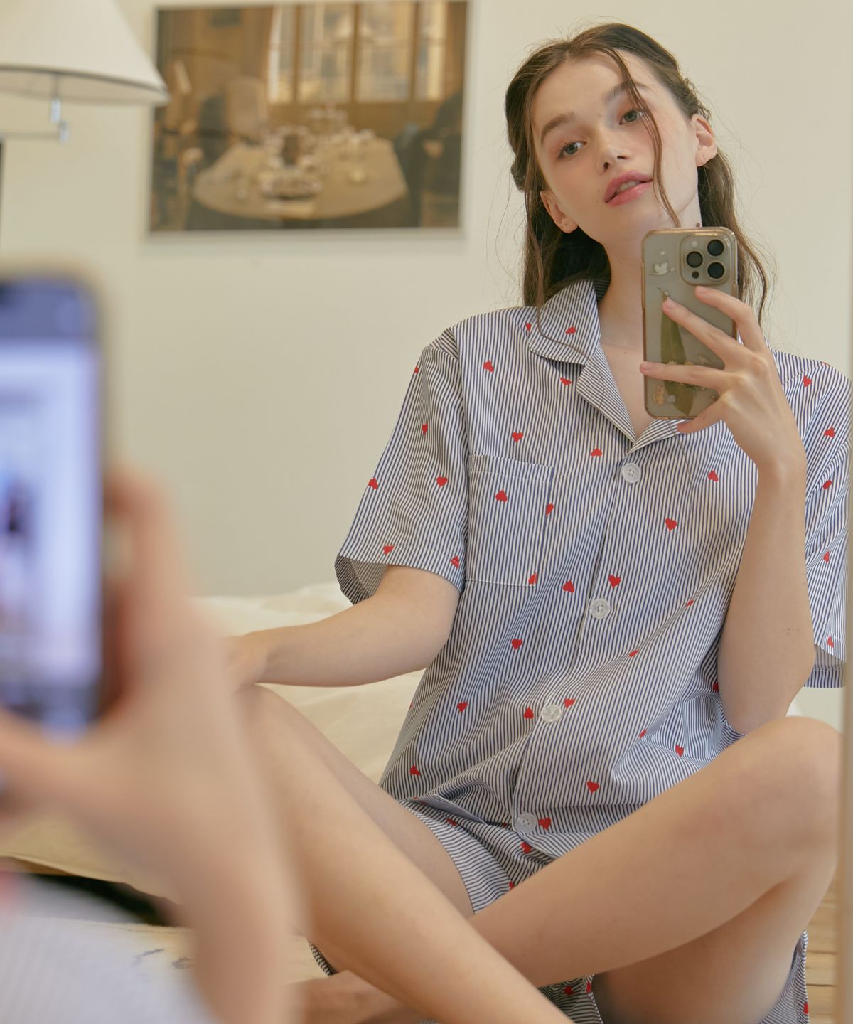 런던스트라이프 실키터치 카라 잠옷세트 여성용