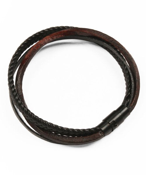 Minimal Layered Leather Bracelet BLACK