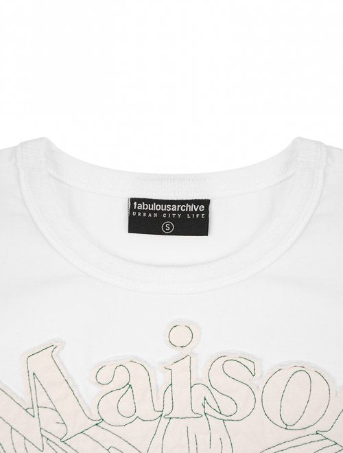 Women's Le Lisse Embroidered Single Crop Tee White Cream (FCC2TS429W)