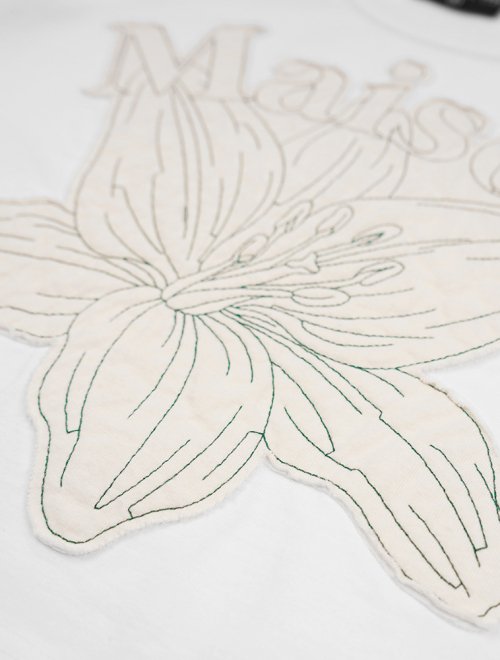 Women's Le Lisse Embroidered Single Crop Tee White Cream (FCC2TS429W)