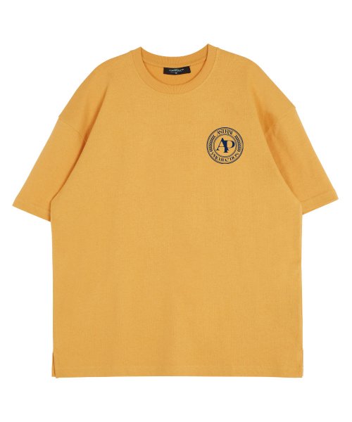 AP Sporty Emblem Round Neck 15 Count Cotton Short Sleeve T-Shirt_Cheddar