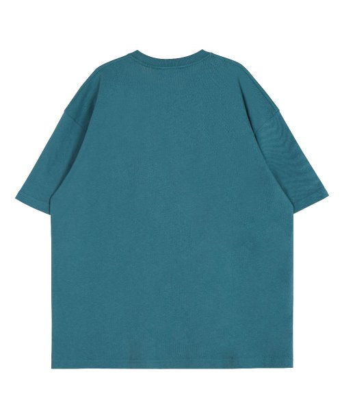 Big Heart Logo Round Neck 15 Count Cotton Short Sleeve T-Shirt_Blue Green
