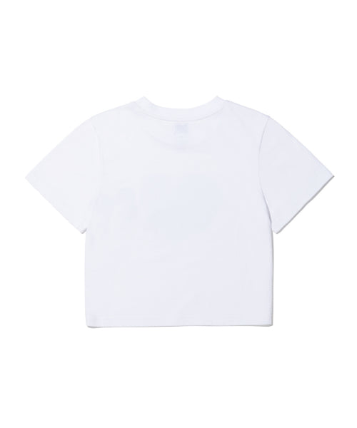 W BB HEART CROP TEE - WHITE