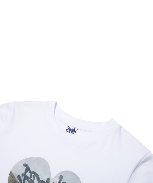 W BB HEART CROP TEE - WHITE