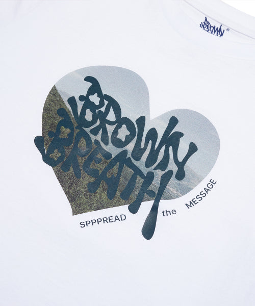 W BB HEART CROP TEE - WHITE