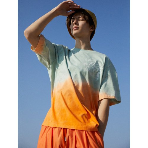 Dipping Dyeing Graphic TShirt Orange