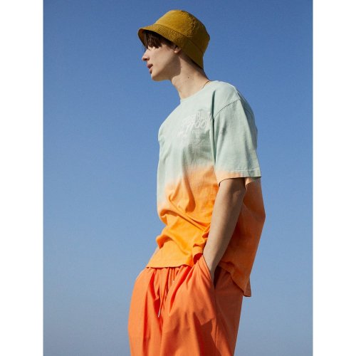 Dipping Dyeing Graphic TShirt Orange