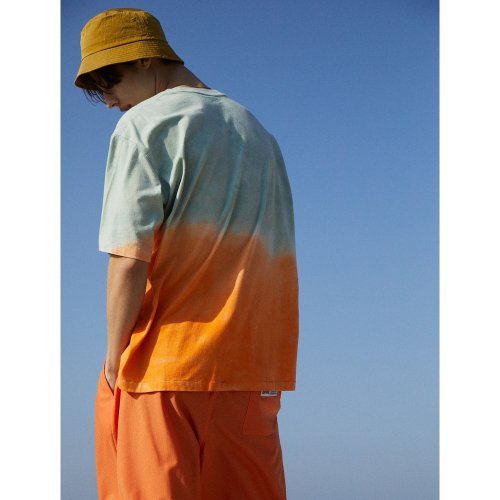 Dipping Dyeing Graphic TShirt Orange