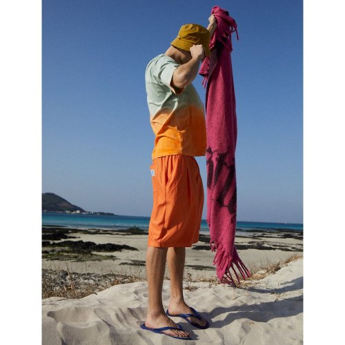 Dipping Dyeing Graphic TShirt Orange