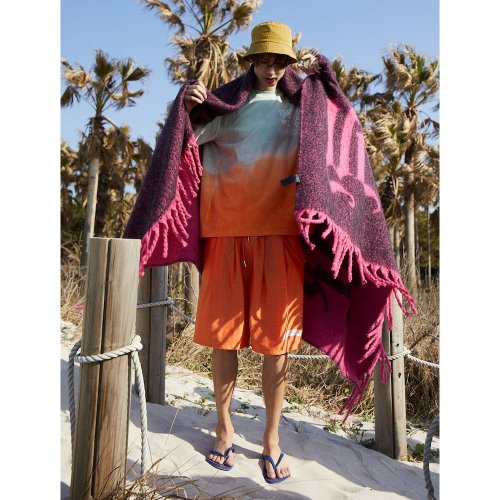 Dipping Dyeing Graphic TShirt Orange
