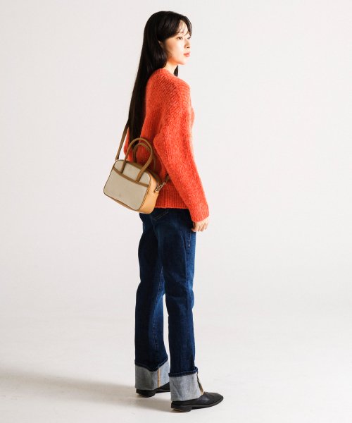 Mini Tote 2 Way Bag (Ivory/Tan)