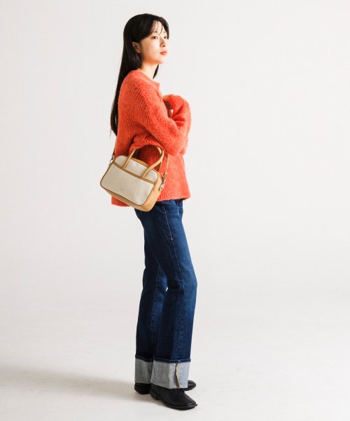 Mini Tote 2 Way Bag (Ivory/Tan)