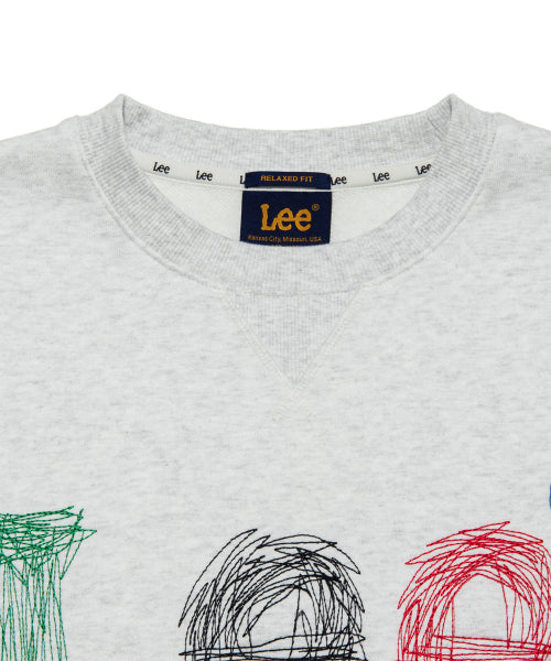 Stitch embroidery logo man to man light gray