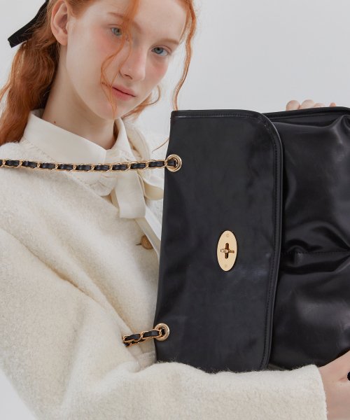 ANC FLAP BIG SHOULDER BAG_BLACK