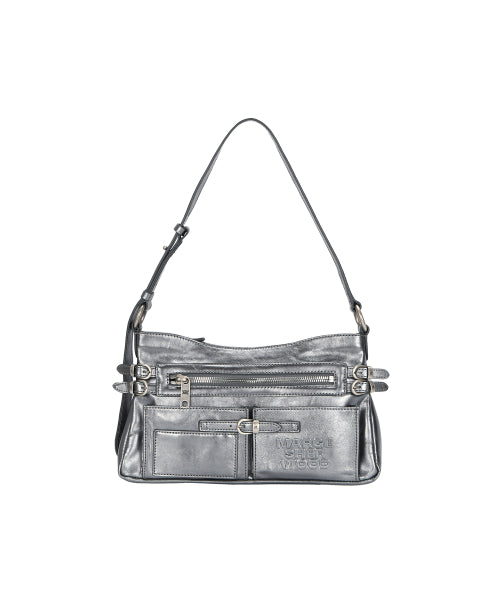 FLAT POCKET SHOULDER_metallic gray foiled plain