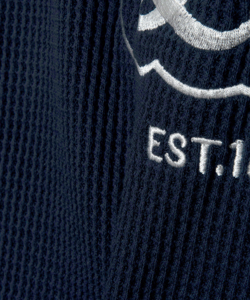 Women's Waffle Short Sleeve Man to Man Navy
