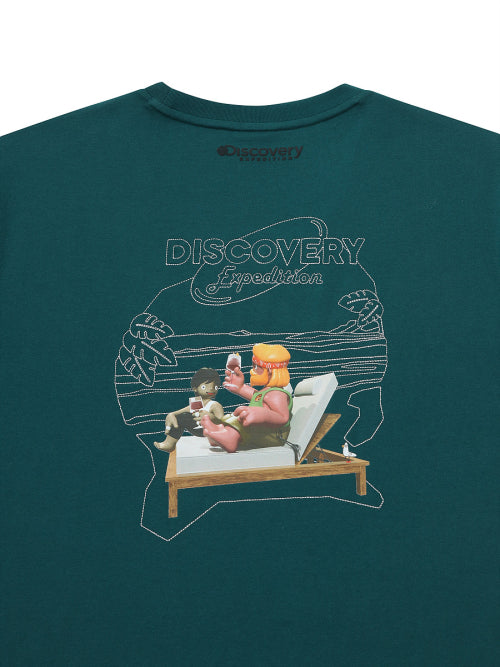 MAIN CREW OUTDOOR BEACH GRAPHIC T-SHIRT (D/TURQUOISE)