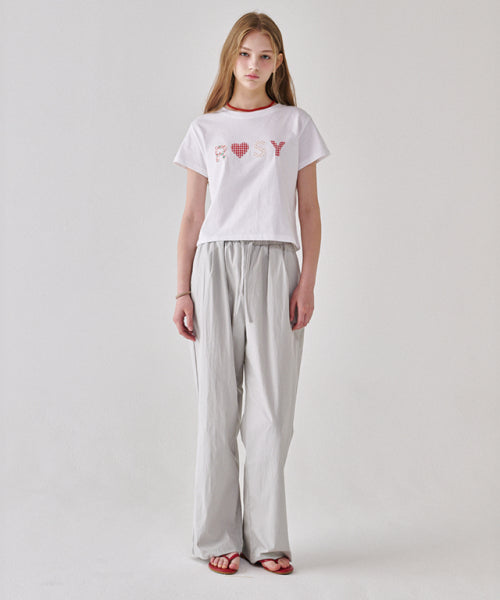 ROSY APPLIQUE CROP T SHIRT WHITE