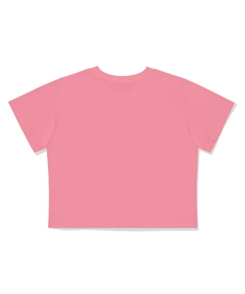 Sisi Heart Print Crop Short Sleeve T-shirt Pink