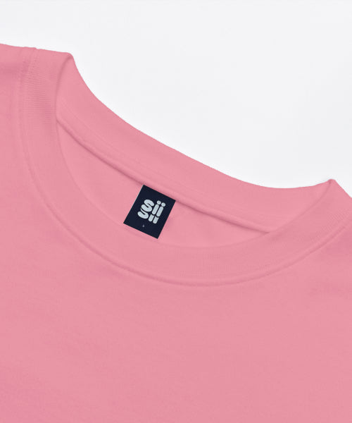 Sisi Heart Print Crop Short Sleeve T-shirt Pink