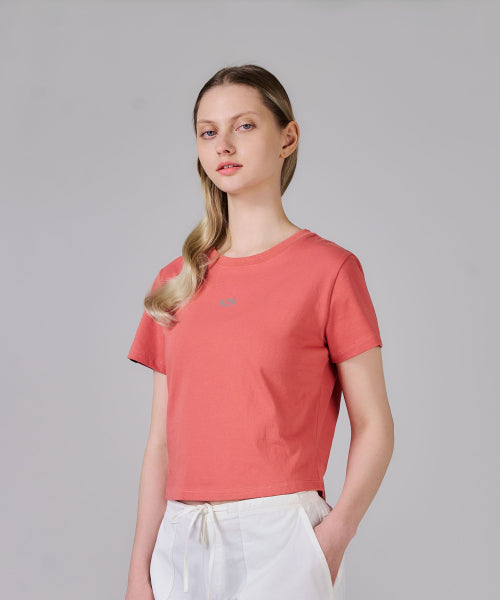 KZM Logo Crop Short Sleeve T-Shirt CORAL