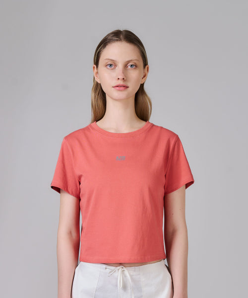 KZM Logo Crop Short Sleeve T-Shirt CORAL