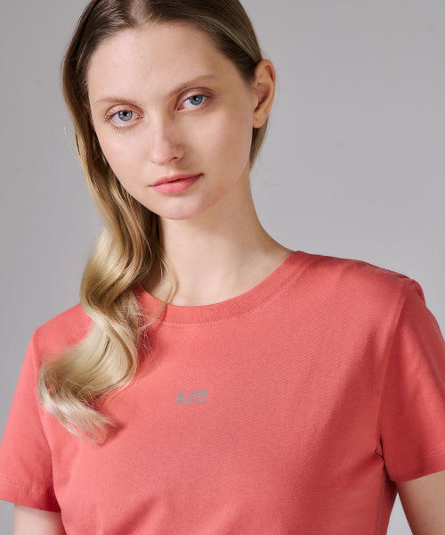 KZM Logo Crop Short Sleeve T-Shirt CORAL