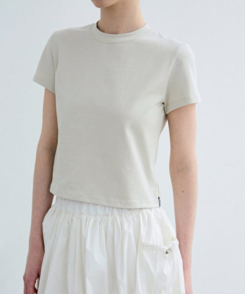 MINIMAL ESSENTIAL CROP TOP_GRAY BEIGE