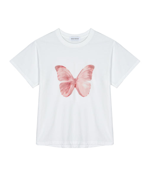 BUTTERFLY SOFT COLORING SLEEVE TOP_WHITE PINK