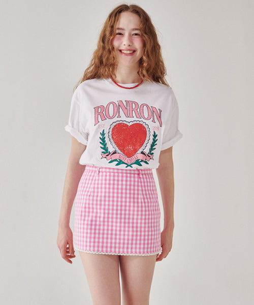RONRON HEART LAUREL OVER FIT T SHIRT WHITE