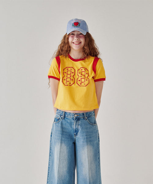 LINGER HEART 88 CROP T SHIRT YELLOW