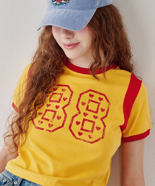 LINGER HEART 88 CROP T SHIRT YELLOW