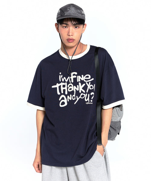 Fine Ringer T-Shirt-Navy
