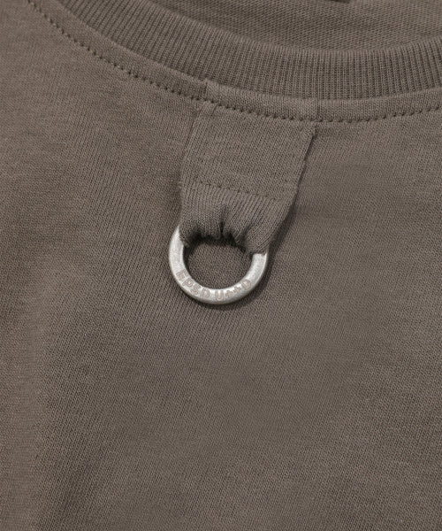 CROP CUT-OFF LOGO RING POINT T-SHIRT_KHAKI