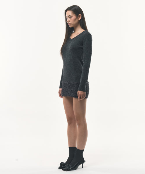 hairy knit dress (Charcoal)