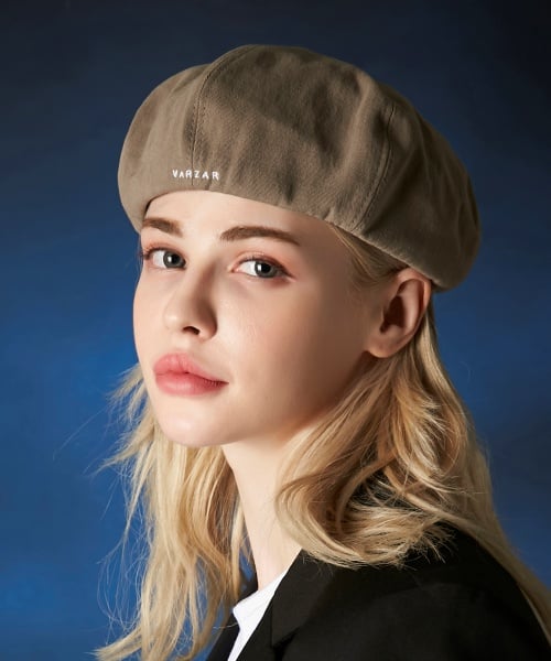 VARZAR Embroidered Newsboy Cap Light Khaki