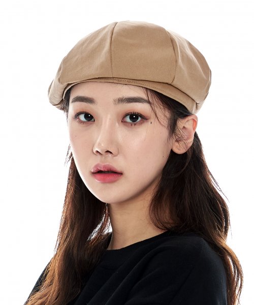 Cotton Newsboy Cap (Beige)
