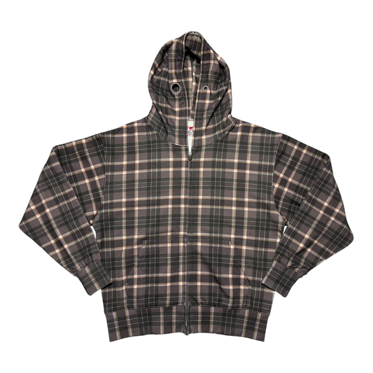 PLAID FULL ZIP BROWN