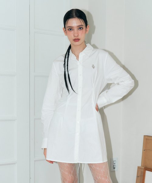 [NF] 아일렛 포인트 셔츠 원피스 (WHT)_FZD291