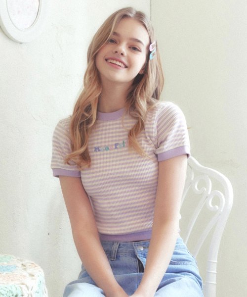 MF Winky Stripe Crop Tee - Lavender