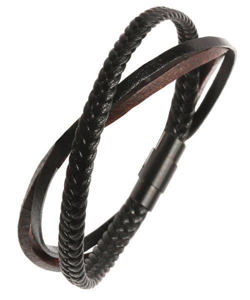 Minimal Layered Leather Bracelet BLACK