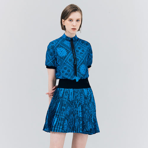 Women's Paisley Banded T-Shirt Blue