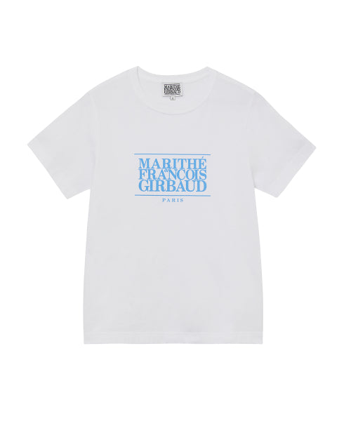 W CLASSIC LOGO TEE white / sky blue