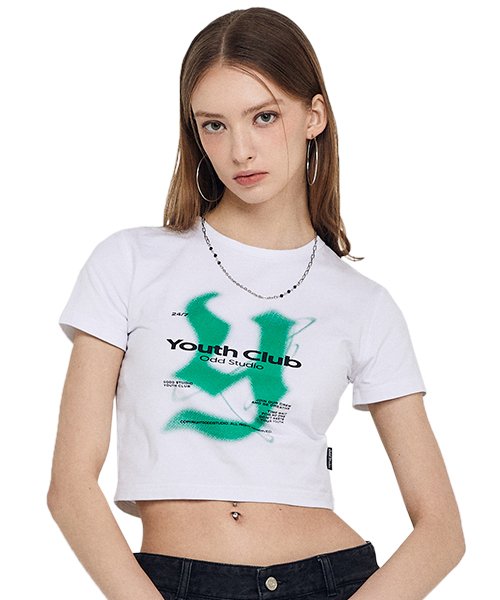 Y Logo Crop T-Shirt - WHITE
