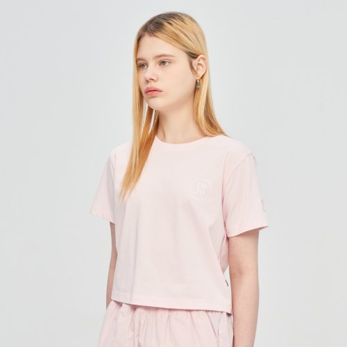 F232WTS621 Women's Slot Crop T-Shirt 1 PINK