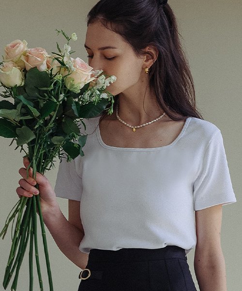 Square ribbed cotton T-shirt_White