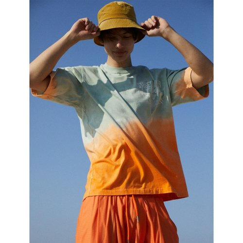 Dipping Dyeing Graphic TShirt Orange