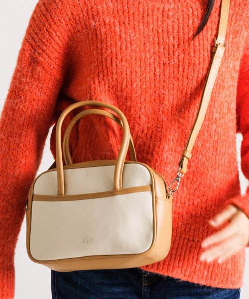 Mini Tote 2 Way Bag (Ivory/Tan)