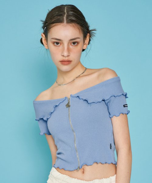 [NF] Navid Two Way Off Shoulder Collar Zip-up (BLUE)_F23QB226