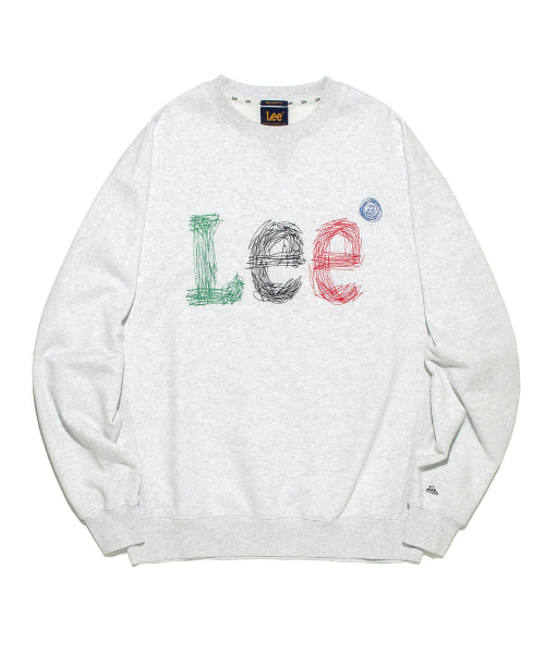 Stitch embroidery logo man to man light gray